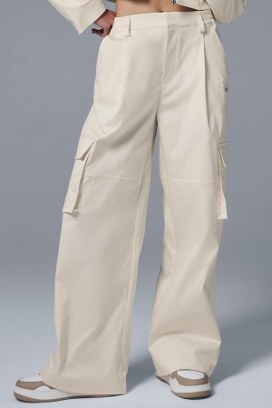 Alo Yoga High-Waist Night Out Cargo Trouser Nohavice Damske Biele | Alo Yoga Slovensko SK-FPZJRW691