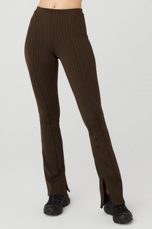Alo Yoga High-Waist Pinstripe Zip It Flare Leginy Damske Čierne | Alo Yoga Slovensko SK-IVEAJN537