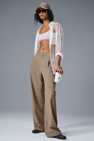 Alo Yoga High-Waist Pursuit Trouser (Long) Nohavice Damske Gravel | Alo Yoga Slovensko SK-ZTIRAJ463