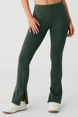 Alo Yoga High-Waist Zip It Flare Leginy Damske Tmavo Zelene | Alo Yoga Slovensko SK-XPVTUY512