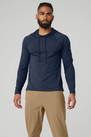 Alo Yoga Idol Hooded Runner Mikina s Kapucnou Panske Námornícka Modrá | Alo Yoga Slovensko SK-RQLGYJ360