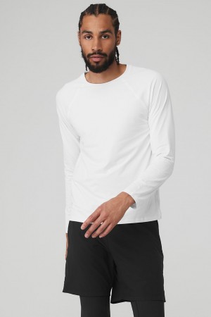 Alo Yoga Idol Long Sleeve Performance Tricko Panske Biele | Alo Yoga Slovensko SK-EOLXNQ405