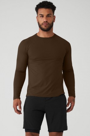 Alo Yoga Idol Long Sleeve Performance Tricko Panske Hnede | Alo Yoga Slovensko SK-FDNVRX803