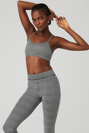 Alo Yoga Jacquard Glenplaid Gratitude Sportova Podprsenka Damske Titán Čierne | Alo Yoga Slovensko SK-MLHCAF864