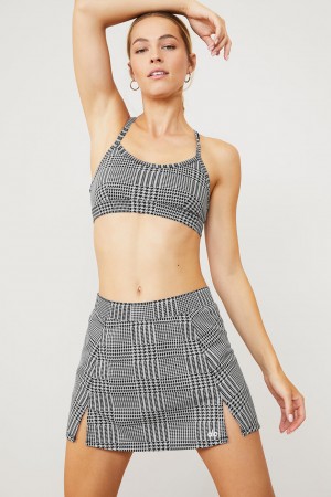 Alo Yoga Jacquard Glenplaid Tennis Sukna Damske Titán Čierne | Alo Yoga Slovensko SK-FIYBOE356