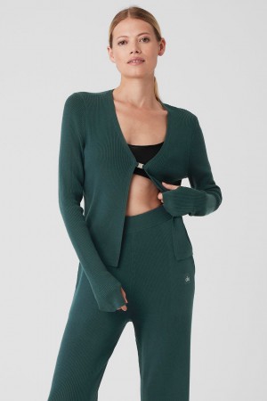 Alo Yoga Knit Salana Kardigan Damske Zelene | Alo Yoga Slovensko SK-VDWYEB615