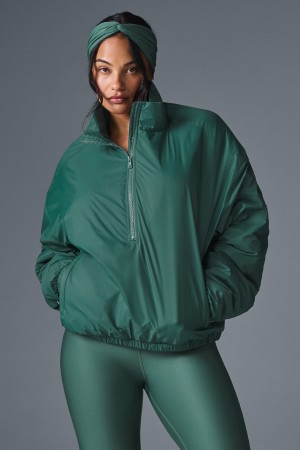 Alo Yoga Latitude Light Weight 1/2 Zip Pullover Bunda Damske Tmavo Zelene | Alo Yoga Slovensko SK-DLGKZH431