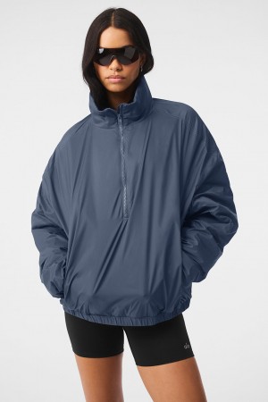 Alo Yoga Latitude Light Weight 1/2 Zip Pullover Bunda Damske Modre | Alo Yoga Slovensko SK-ADRIYG793