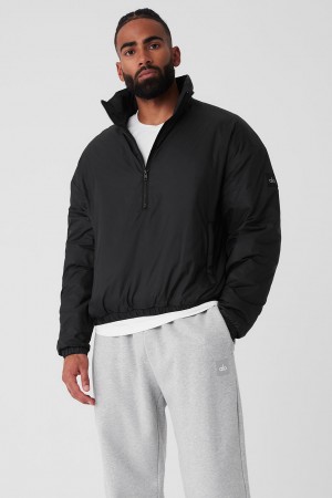 Alo Yoga Latitude Light Weight 1/2 Zip Pullover Bunda Panske Čierne | Alo Yoga Slovensko SK-CHLMBV654