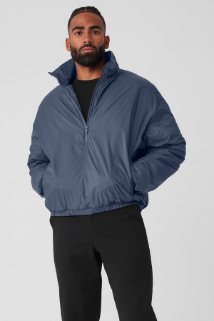 Alo Yoga Latitude Light Weight 1/2 Zip Pullover Bunda Panske Modre | Alo Yoga Slovensko SK-GFJPCS054
