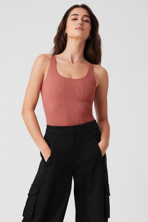 Alo Yoga Mesh Sheer Illusion Body Damske Soft Terracotta | Alo Yoga Slovensko SK-ZLFCKP738