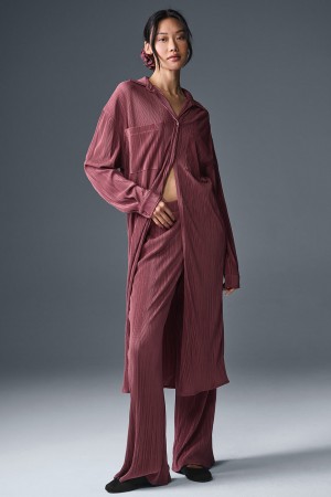 Alo Yoga Micro Plisse Shirt Saty Damske Bordove | Alo Yoga Slovensko SK-QJOAUP936