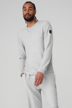 Alo Yoga Micro Waffle Fast Break Henley Mikina Panske Siva | Alo Yoga Slovensko SK-XGAKCB274