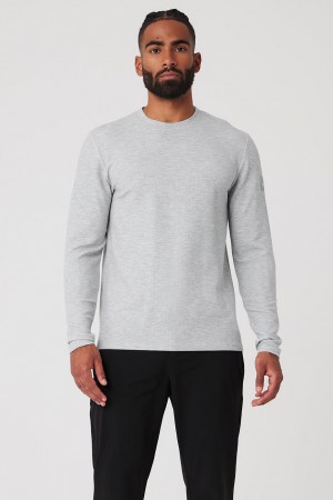 Alo Yoga Micro Waffle Fast Break Long Sleeve Tricko Panske Siva | Alo Yoga Slovensko SK-XTPFLN910