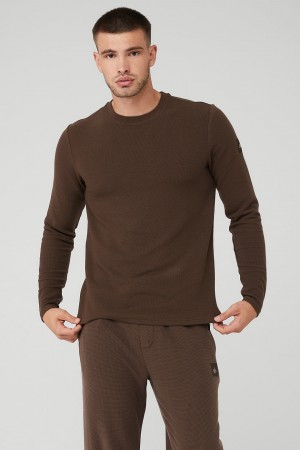 Alo Yoga Micro Waffle Fast Break Long Sleeve Tricko Panske Hnede | Alo Yoga Slovensko SK-HTRPGN039
