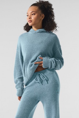 Alo Yoga New Class Cashmere Mikina s Kapucnou Damske Modre Siva | Alo Yoga Slovensko SK-YWMITZ346