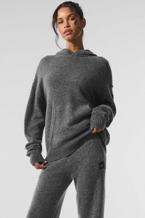 Alo Yoga New Class Cashmere Mikina s Kapucnou Damske Platina Siva | Alo Yoga Slovensko SK-EOVQGP573