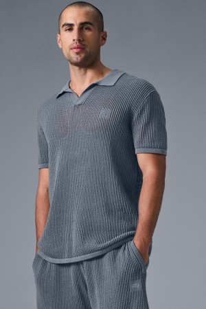 Alo Yoga Open-Knit Polokosela Panske Siva | Alo Yoga Slovensko SK-RZIMCX579