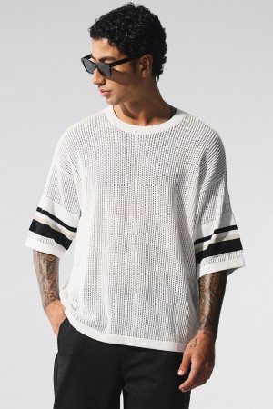 Alo Yoga Open Knit Playoff Jersey Tricko Panske Biele Béžové | Alo Yoga Slovensko SK-XABLWI931