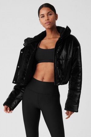 Alo Yoga Orion Cropped Puffer Bunda Damske Čierne | Alo Yoga Slovensko SK-HEXYVP075