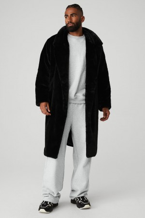 Alo Yoga Oversized Faux Fur Trench Bunda Panske Čierne | Alo Yoga Slovensko SK-KLWHEY815