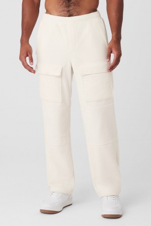 Alo Yoga Polar Fleece Ridge Cargo Nohavice Panske Biele | Alo Yoga Slovensko SK-VBRDGJ569