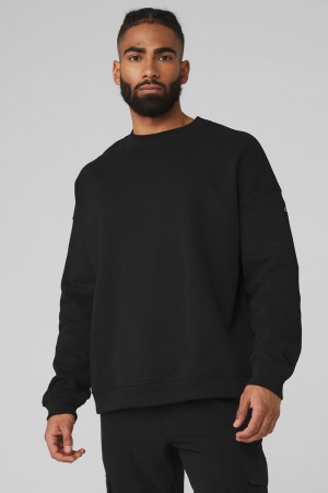 Alo Yoga Renown Heavy Weight Crew Neck Pulover Panske Čierne | Alo Yoga Slovensko SK-RGYKQV056
