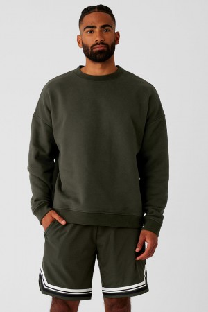 Alo Yoga Renown Heavy Weight Crew Neck Pulover Panske Zelene | Alo Yoga Slovensko SK-UHEQRP853