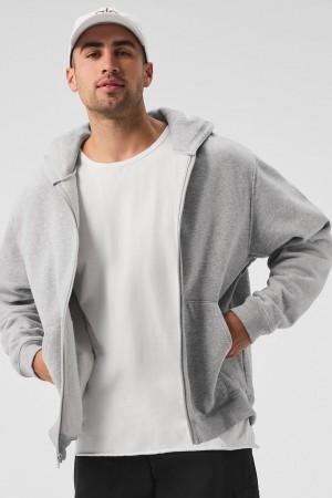 Alo Yoga Renown Heavy Weight Full Zip Mikina s Kapucnou Panske Siva | Alo Yoga Slovensko SK-EPIQXS534