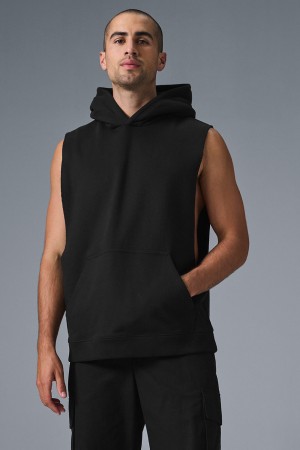 Alo Yoga Renown Sleeveless Mikina s Kapucnou Panske Čierne | Alo Yoga Slovensko SK-KEACHZ095