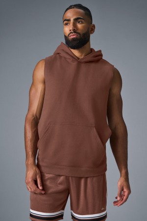 Alo Yoga Renown Sleeveless Mikina s Kapucnou Panske Hnede | Alo Yoga Slovensko SK-SRFEQD824