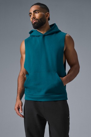 Alo Yoga Renown Sleeveless Mikina s Kapucnou Panske Tyrkysové | Alo Yoga Slovensko SK-XRAOMS501