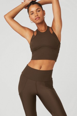 Alo Yoga Ribbed Airlift Enchanted Tank Sportova Podprsenka Damske Hnede | Alo Yoga Slovensko SK-CFHOGL015