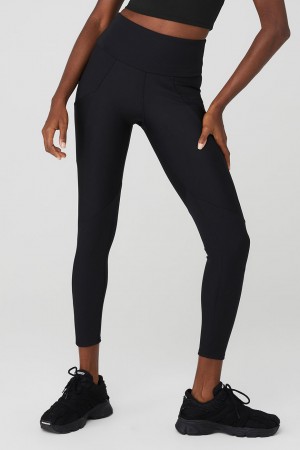 Alo Yoga Ribbed Airlift High-Waist 7/8 Enchanted Leginy Damske Čierne | Alo Yoga Slovensko SK-BRNOGW904
