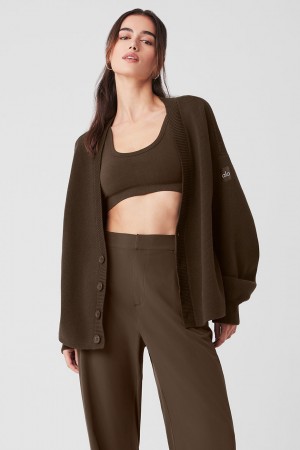 Alo Yoga Scholar Cardigan Sveter Damske Hnede | Alo Yoga Slovensko SK-ROACYH723