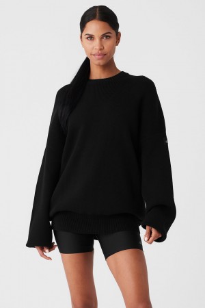 Alo Yoga Scholar Crew Neck Sveter Damske Čierne | Alo Yoga Slovensko SK-XGHNLO298
