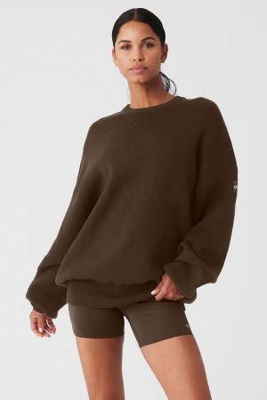 Alo Yoga Scholar Crew Neck Sveter Damske Hnede | Alo Yoga Slovensko SK-EXVMSA086