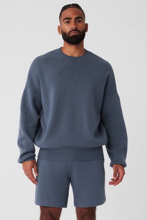 Alo Yoga Scholar Crew Neck Sveter Panske Modre | Alo Yoga Slovensko SK-IMZWPD907