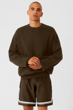 Alo Yoga Scholar Crew Neck Sveter Panske Hnede | Alo Yoga Slovensko SK-XJHYTM428