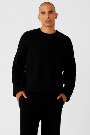 Alo Yoga Scholar Crew Neck Sveter Panske Čierne | Alo Yoga Slovensko SK-LMZQHA502