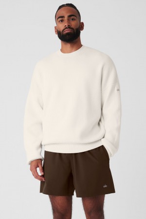Alo Yoga Scholar Crew Neck Sveter Panske Biele | Alo Yoga Slovensko SK-VTXGOP605