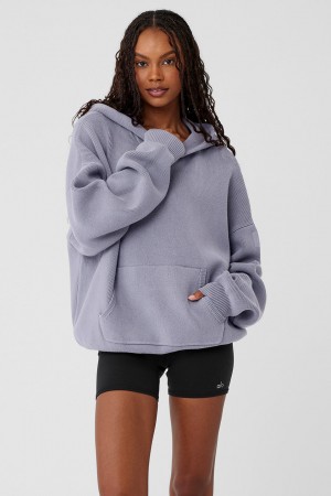 Alo Yoga Scholar Hooded Sveter Damske Fog | Alo Yoga Slovensko SK-KDQIMY738