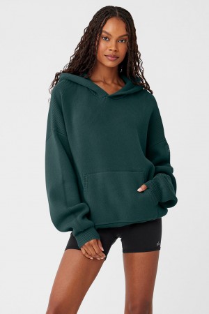 Alo Yoga Scholar Hooded Sveter Damske Zelene | Alo Yoga Slovensko SK-KGTVBR536