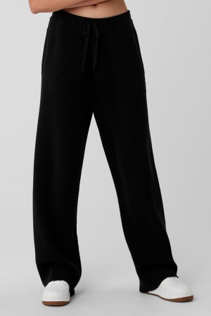 Alo Yoga Scholar Straight Leg Teplakove Nohavice Damske Čierne | Alo Yoga Slovensko SK-MJHBAG658