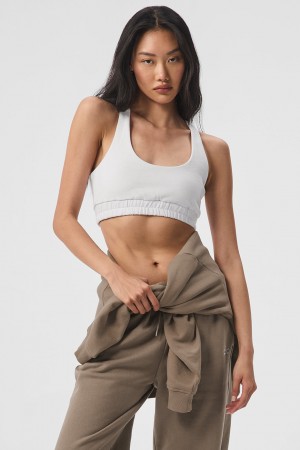 Alo Yoga Scoop Neck Sweatshirt Sportova Podprsenka Damske Biele | Alo Yoga Slovensko SK-XUFROI459