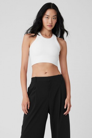 Alo Yoga Seamless Delight High Neck Bra Topy Damske Biele | Alo Yoga Slovensko SK-XYPFHZ786