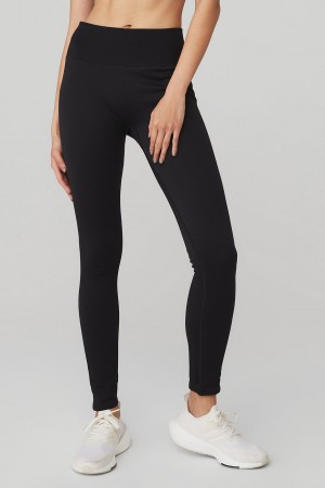 Alo Yoga Seamless High-Waist Ribbed Leginy Damske Čierne | Alo Yoga Slovensko SK-BPYAQU792