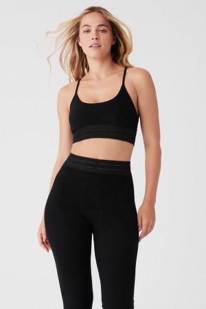 Alo Yoga Seamless Luxe Terry Cuddle Sportova Podprsenka Damske Čierne | Alo Yoga Slovensko SK-MZLVGH357
