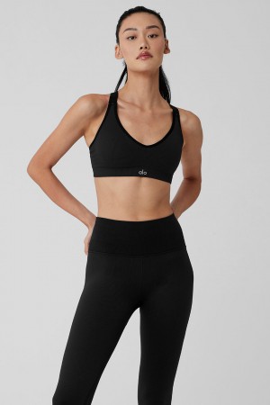 Alo Yoga Seamless Ribbed Favorite Sportova Podprsenka Damske Čierne | Alo Yoga Slovensko SK-MDWQTX758