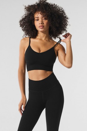 Alo Yoga Seamless Winter Warm Plush Delight Sportova Podprsenka Damske Čierne | Alo Yoga Slovensko SK-NYVKFP318
